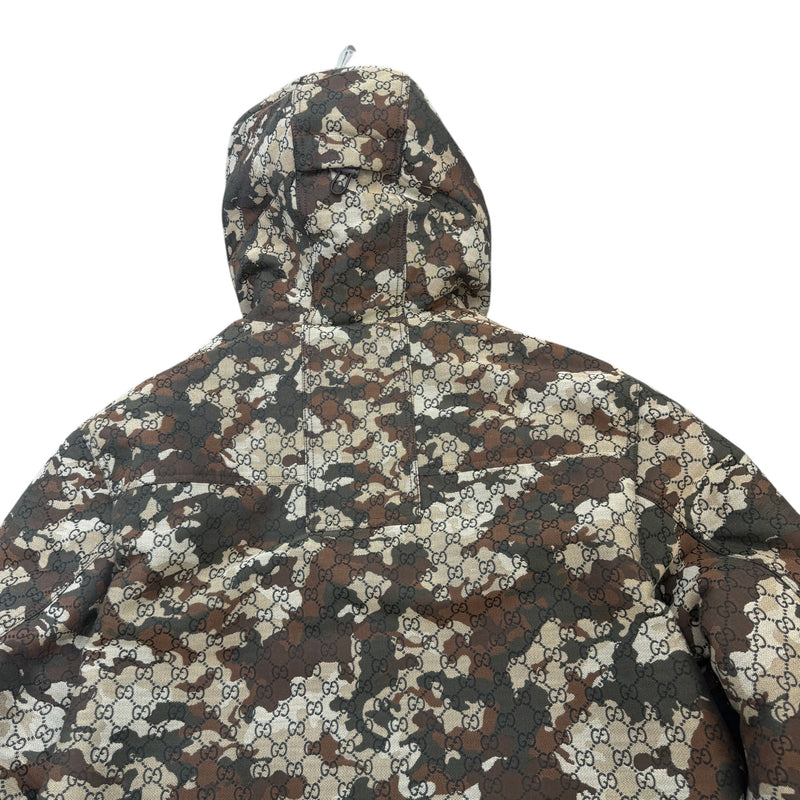 Men's GG Marbled Cotton Jacquard Down Jacket Khaki Size XL