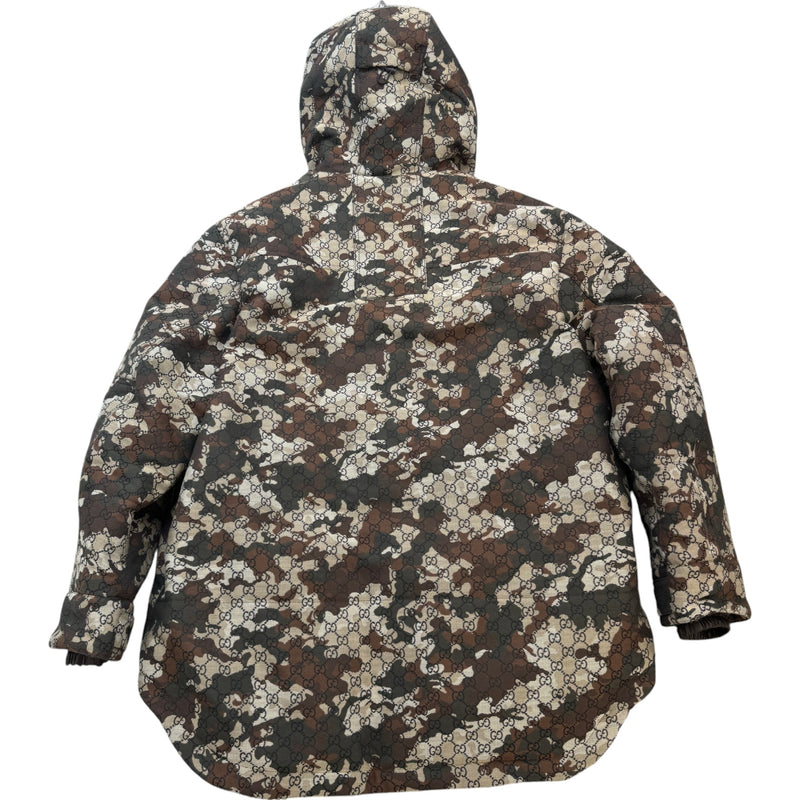 Men's GG Marbled Cotton Jacquard Down Jacket Khaki Size XL