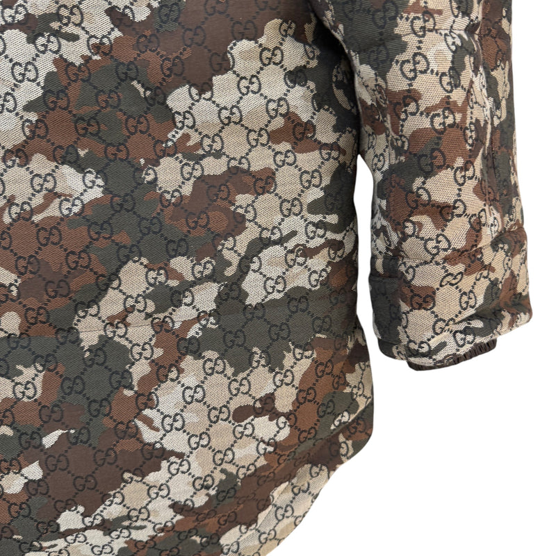 Men's GG Marbled Cotton Jacquard Down Jacket Khaki Size XL