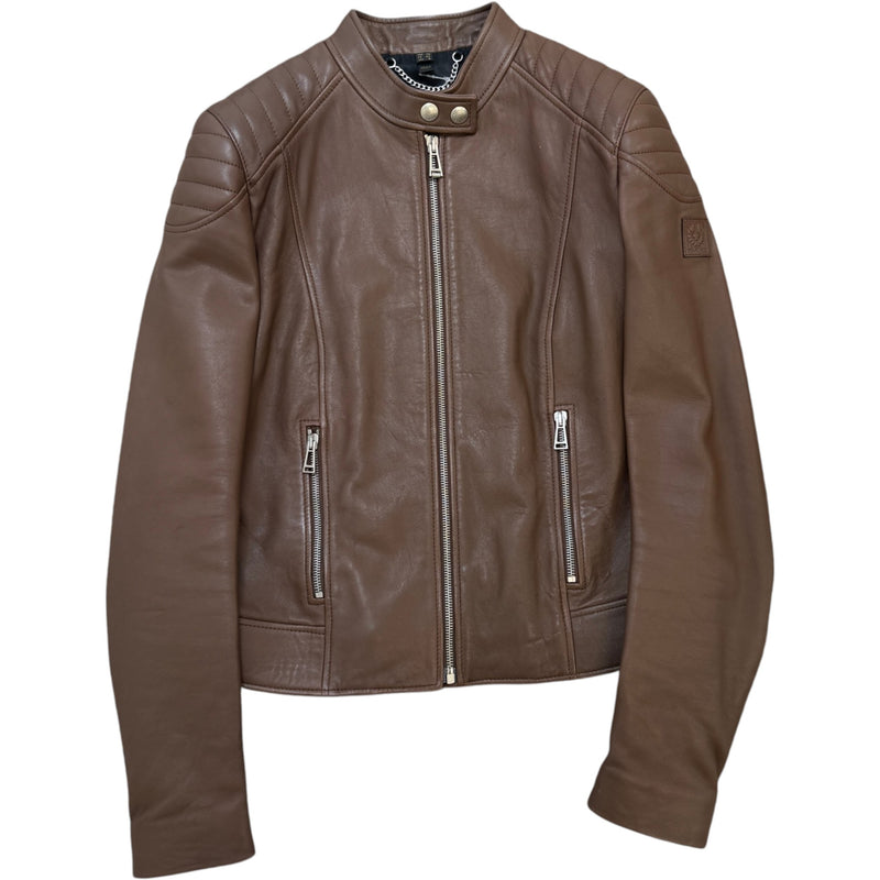 Women's Mollison Leather Jacket Brown Size M / UK 10