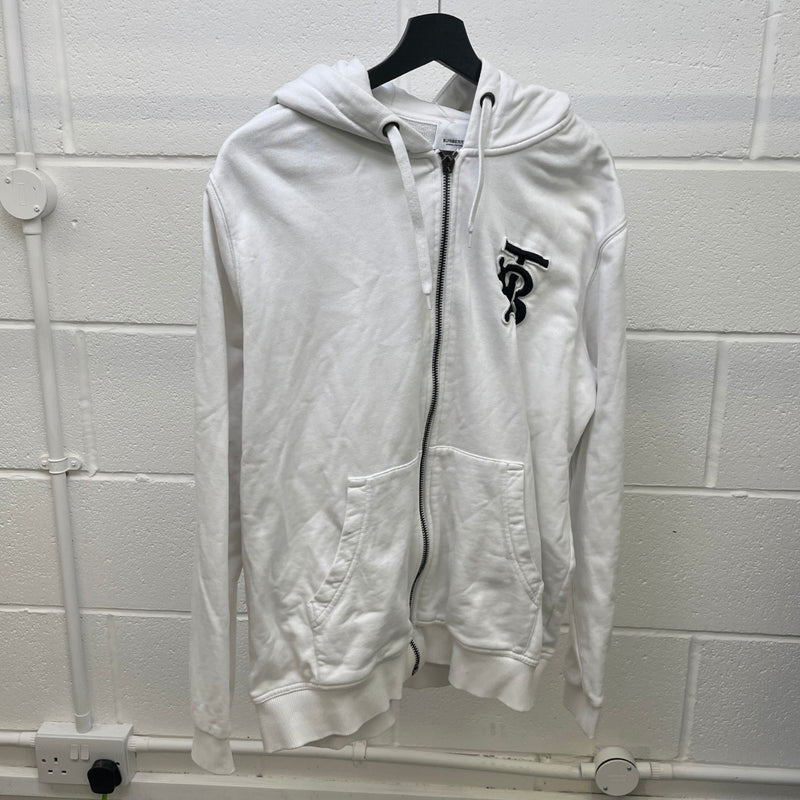 Men's Embroidered Logo Hoodie White Size M