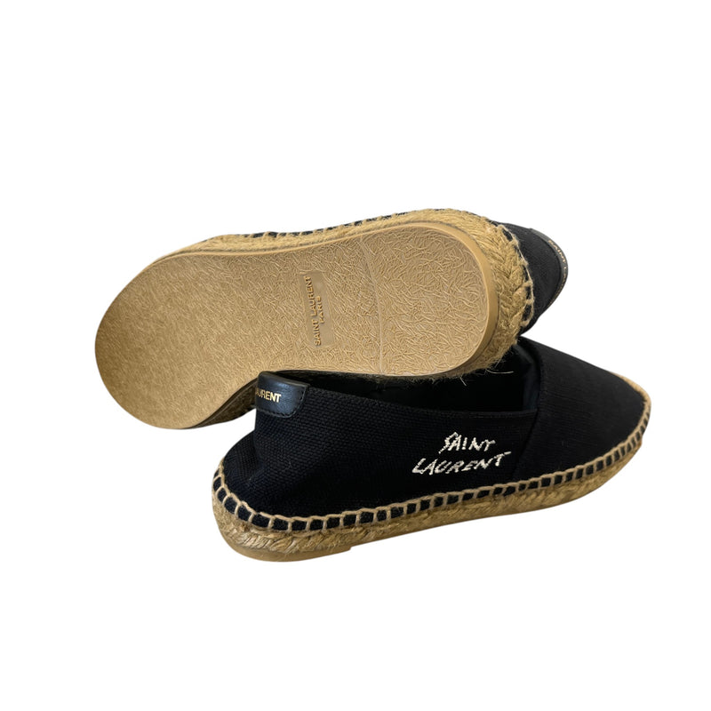 Women's Embroidered Logo Espadrilles Black Size EU 36.5 / UK 3.5