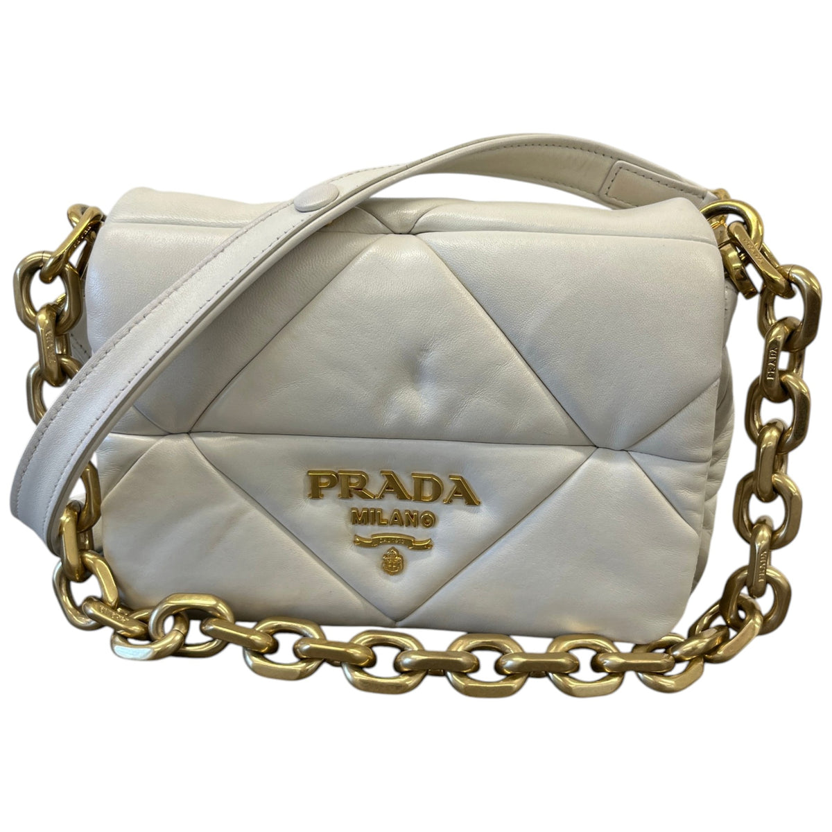 Women's Nappa Quilted Metal Patchwork Handbag White - Photo 1