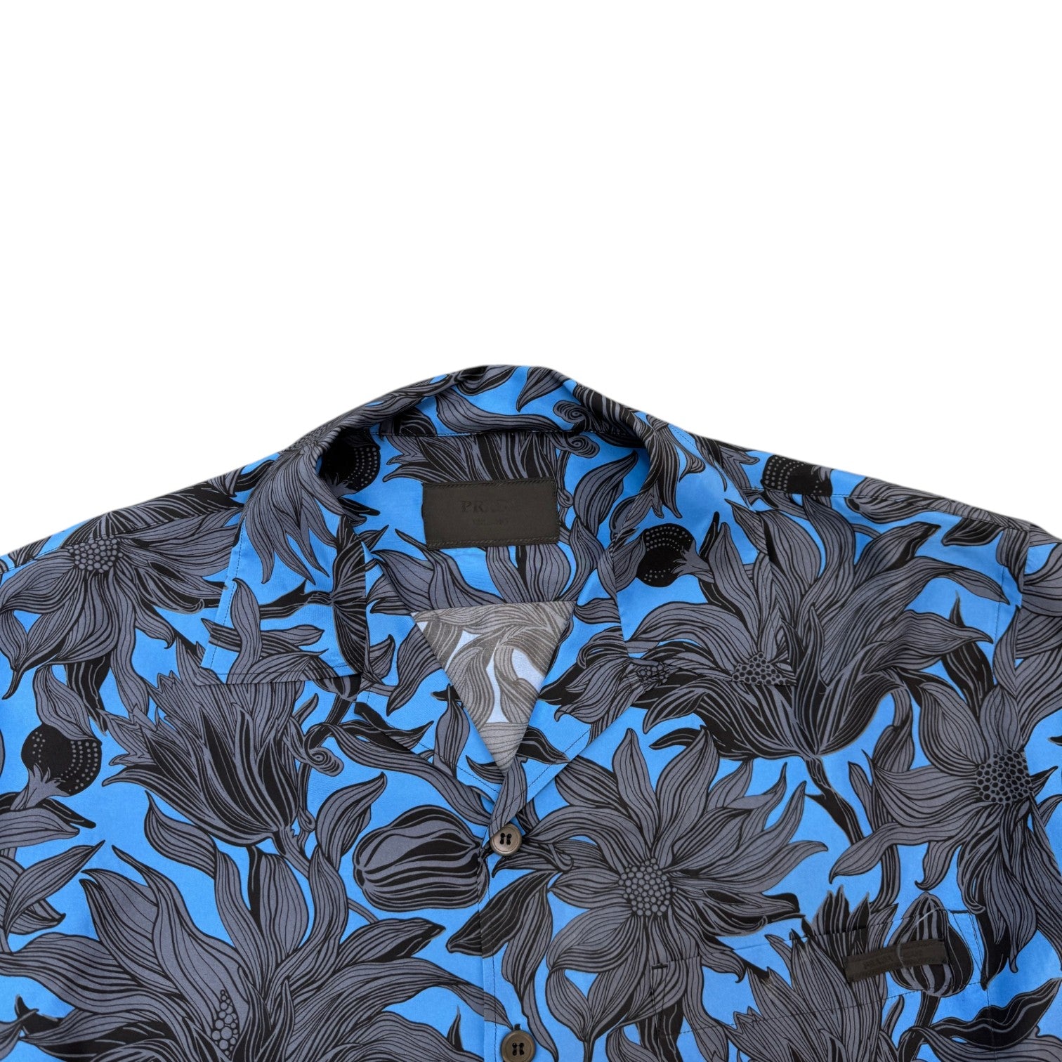 Men's Floral Print Short Sleeve Shirt Blue Size XXL - Photo 5