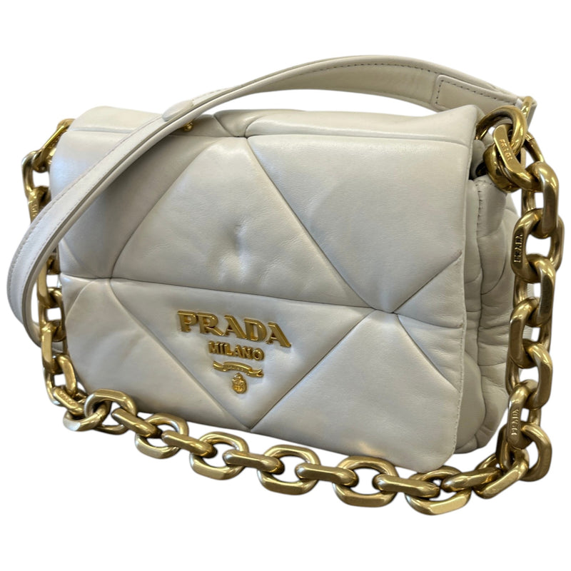 Women's Nappa Quilted Metal Patchwork Handbag White
