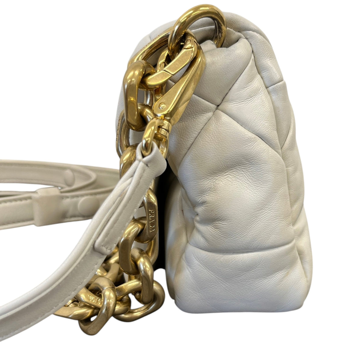 Women's Nappa Quilted Metal Patchwork Handbag White - Photo 6