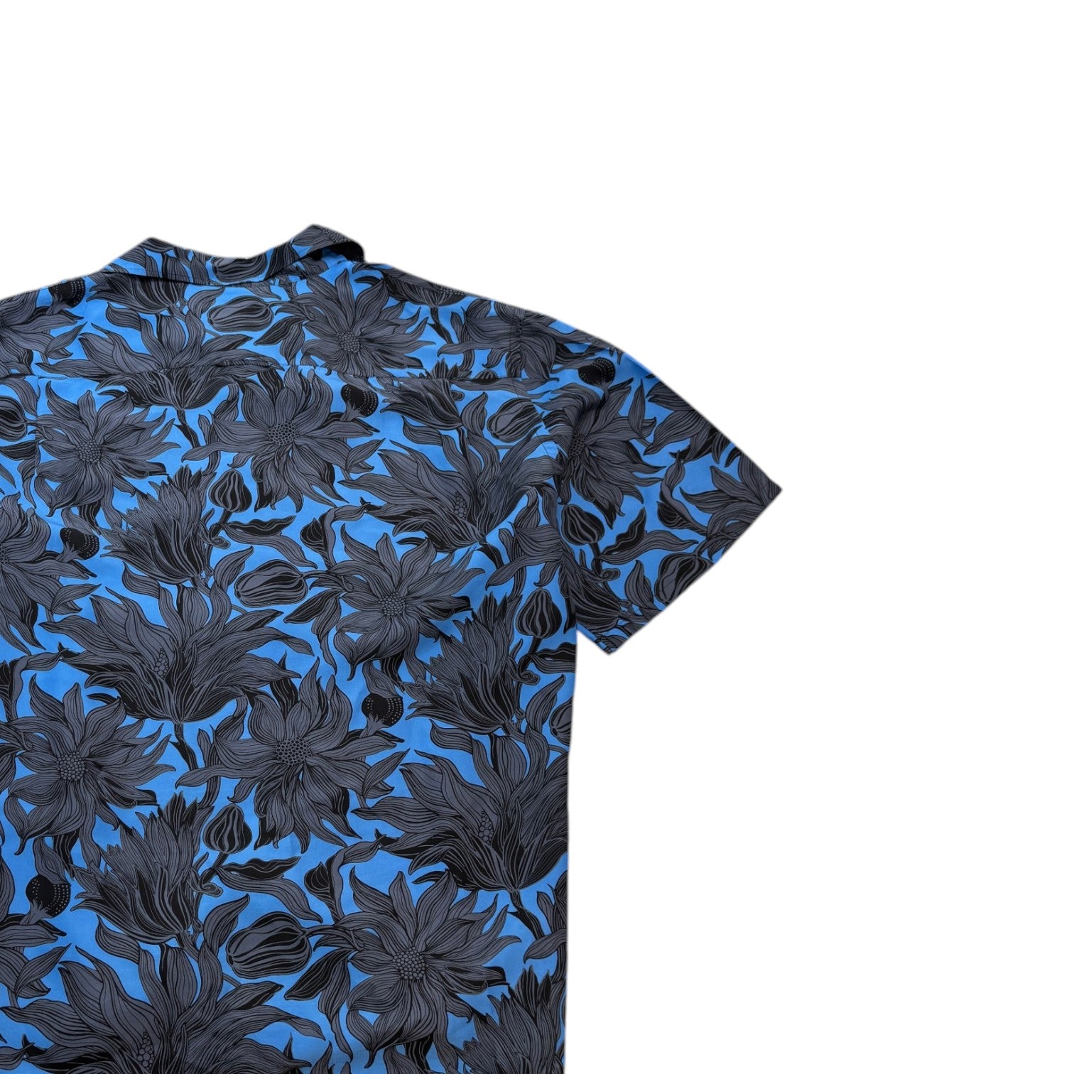 Men's Floral Print Short Sleeve Shirt Blue Size XXL - Photo 4