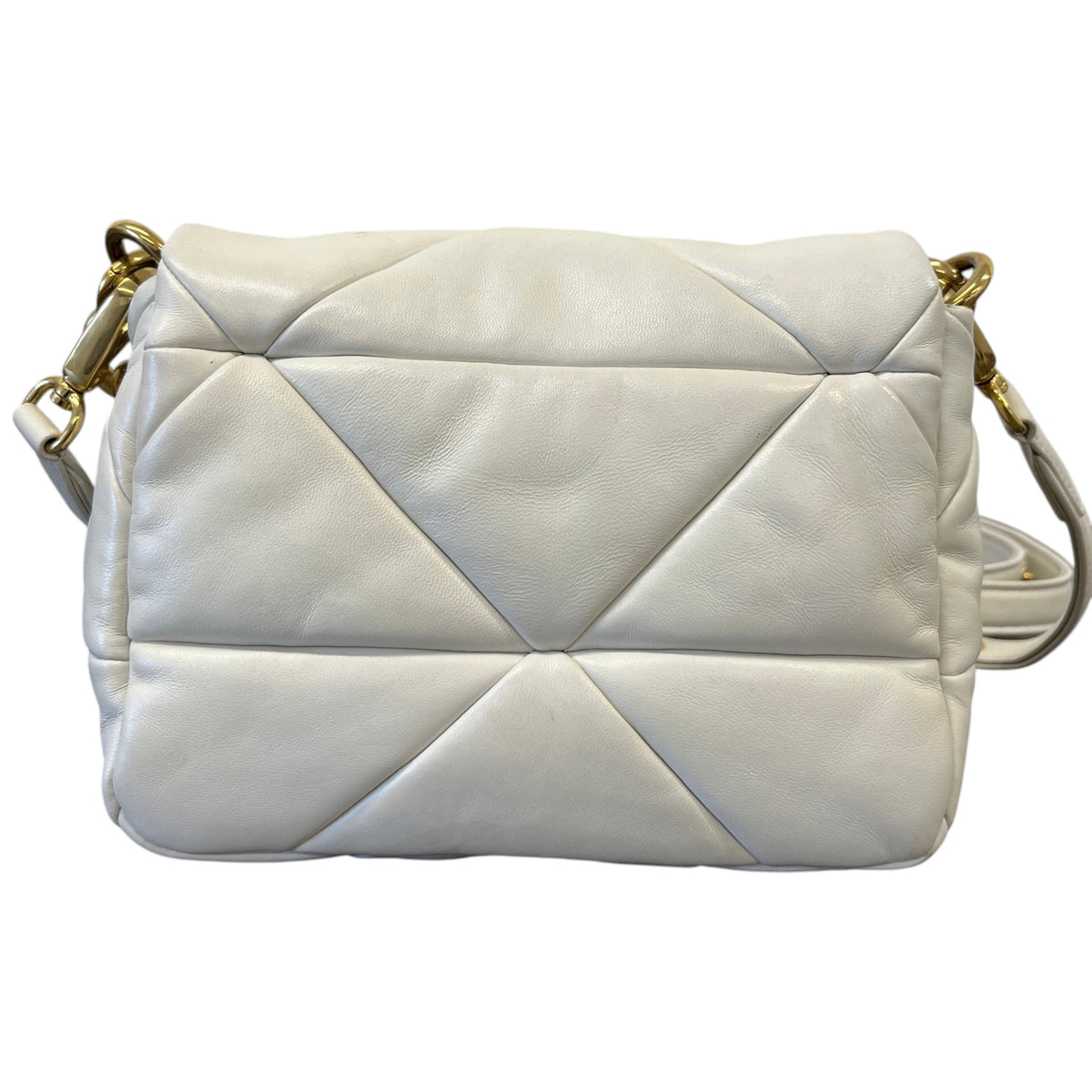 Women's Nappa Quilted Metal Patchwork Handbag White - Photo 3
