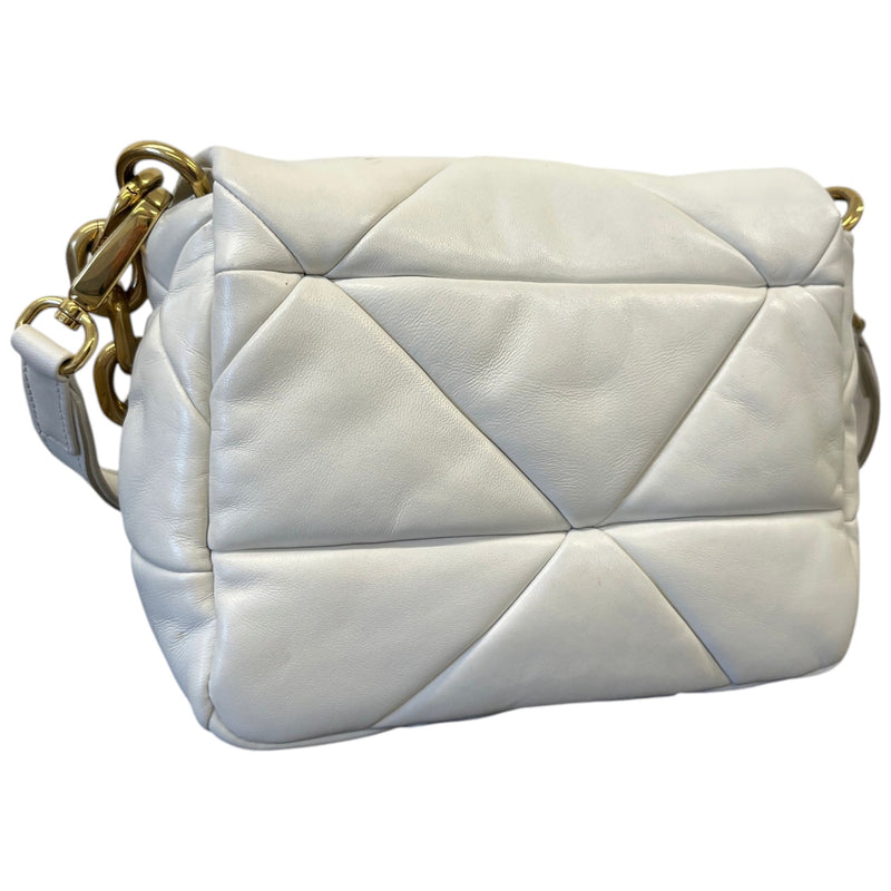 Women's Nappa Quilted Metal Patchwork Handbag White