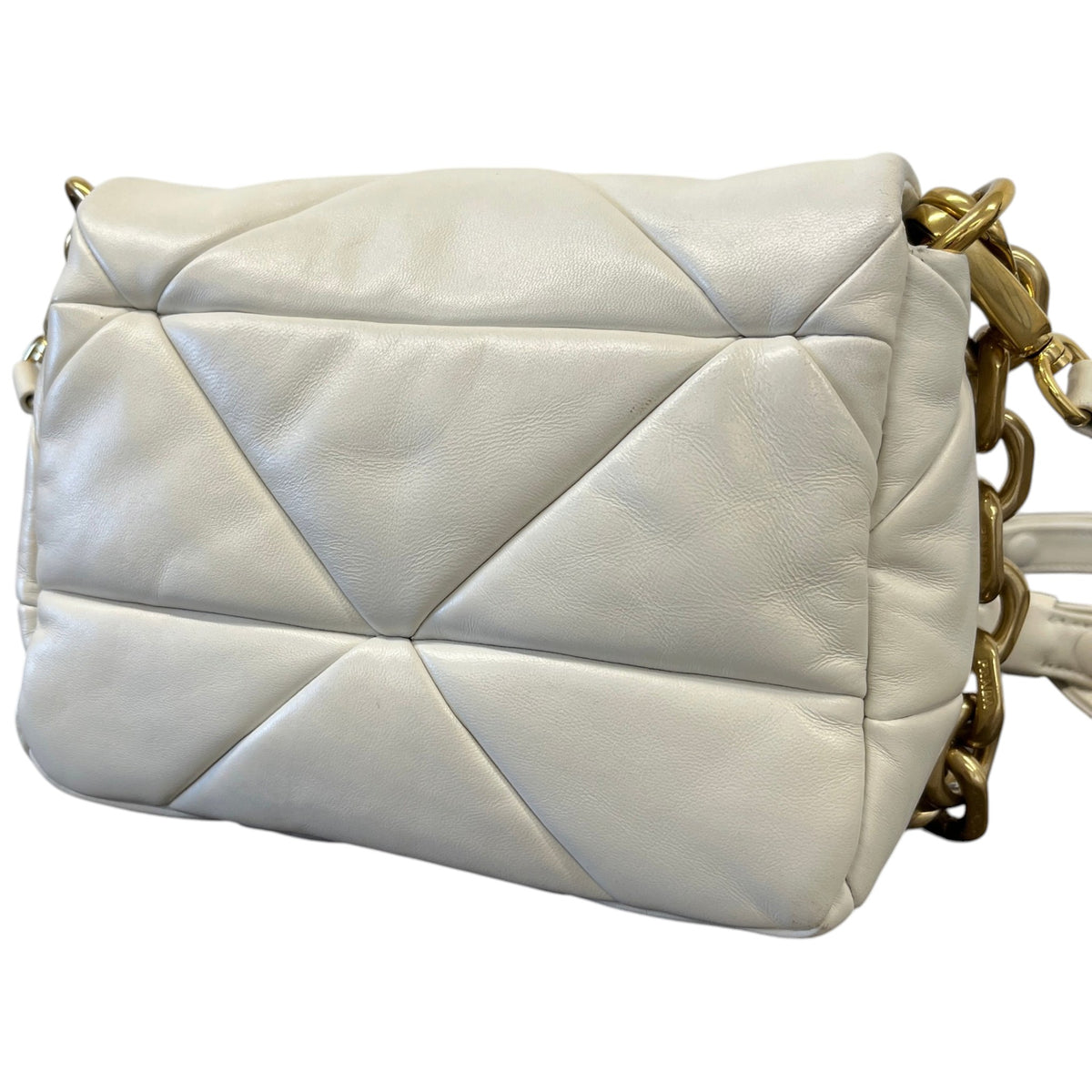 Women's Nappa Quilted Metal Patchwork Handbag White - Photo 9