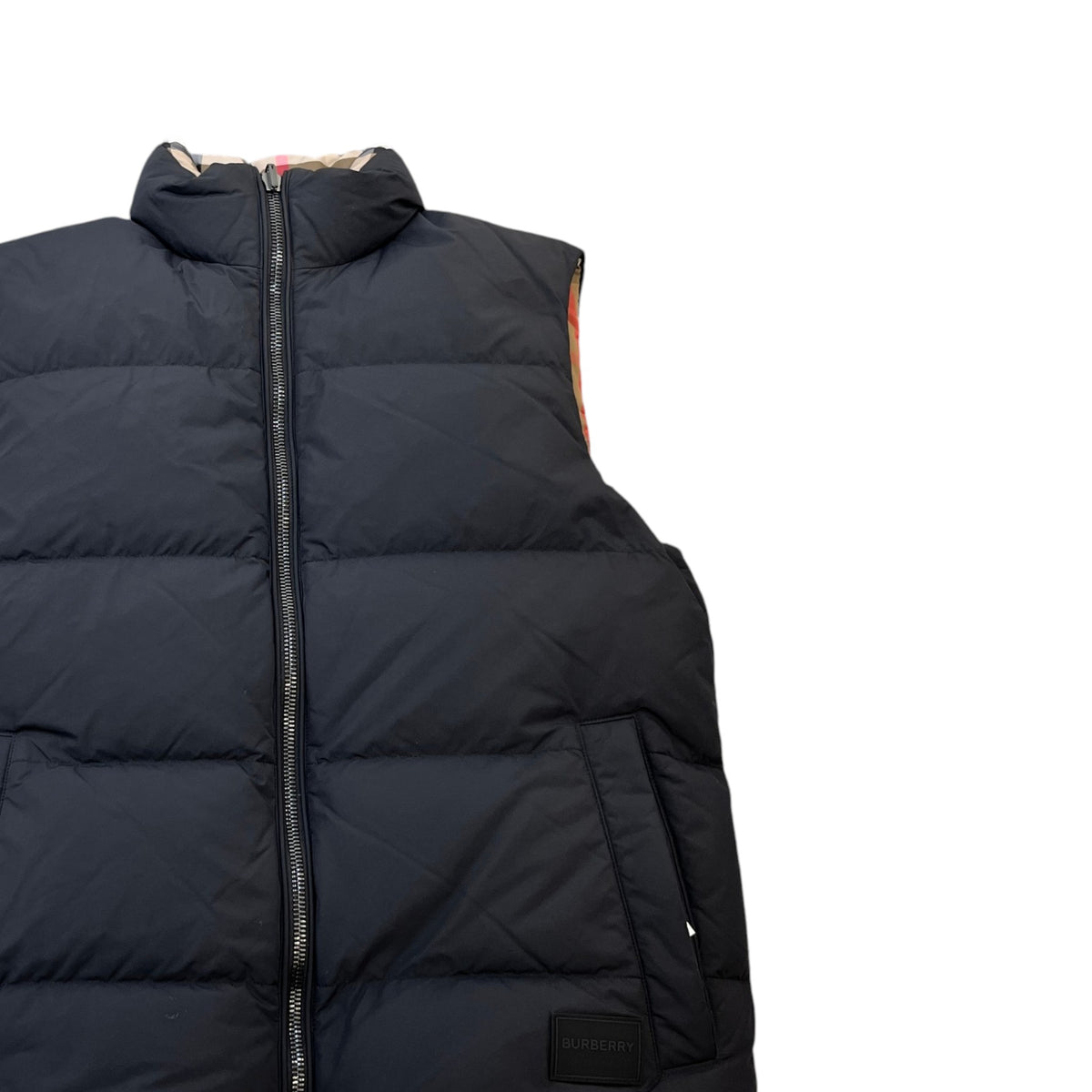 Men's Reversible Check Gilet Black Size S - Photo 4