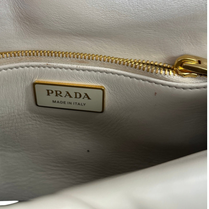 Women's Nappa Quilted Metal Patchwork Handbag White