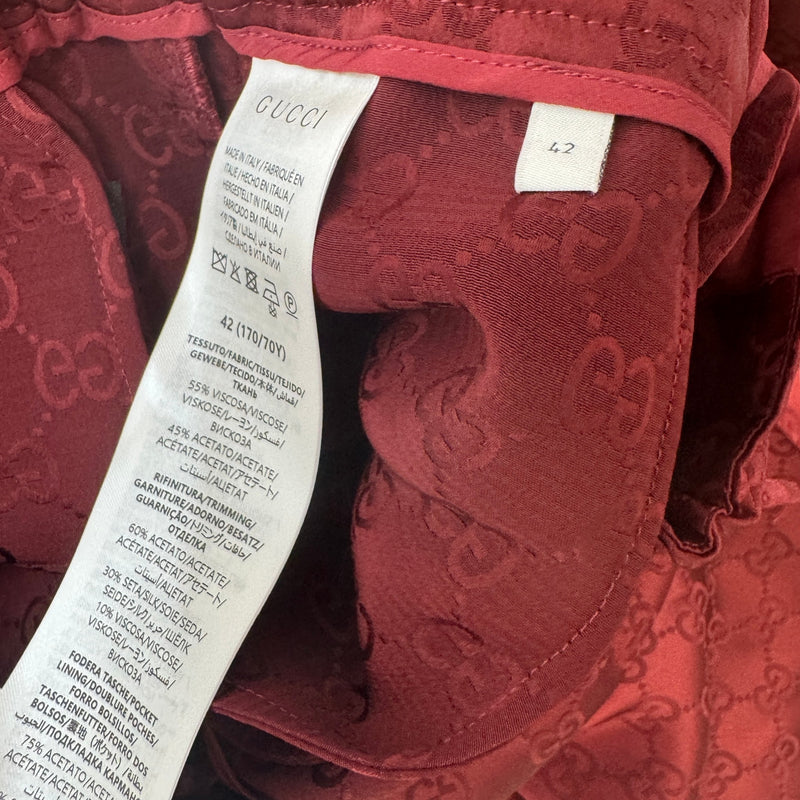 Men's GG Satin Trousers Burgundy Size XS / W28