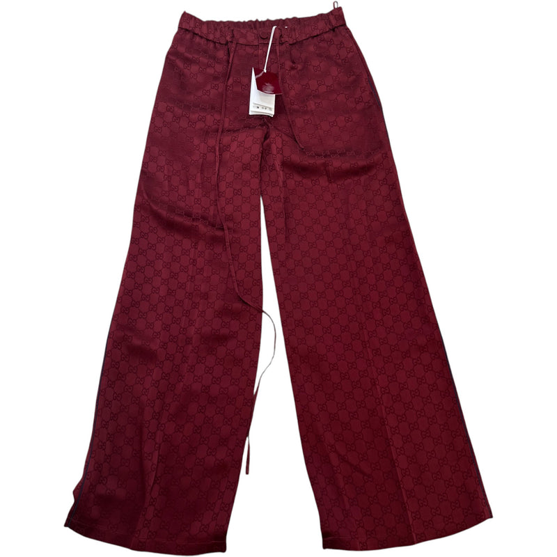 Men's GG Satin Trousers Burgundy Size XS / W28