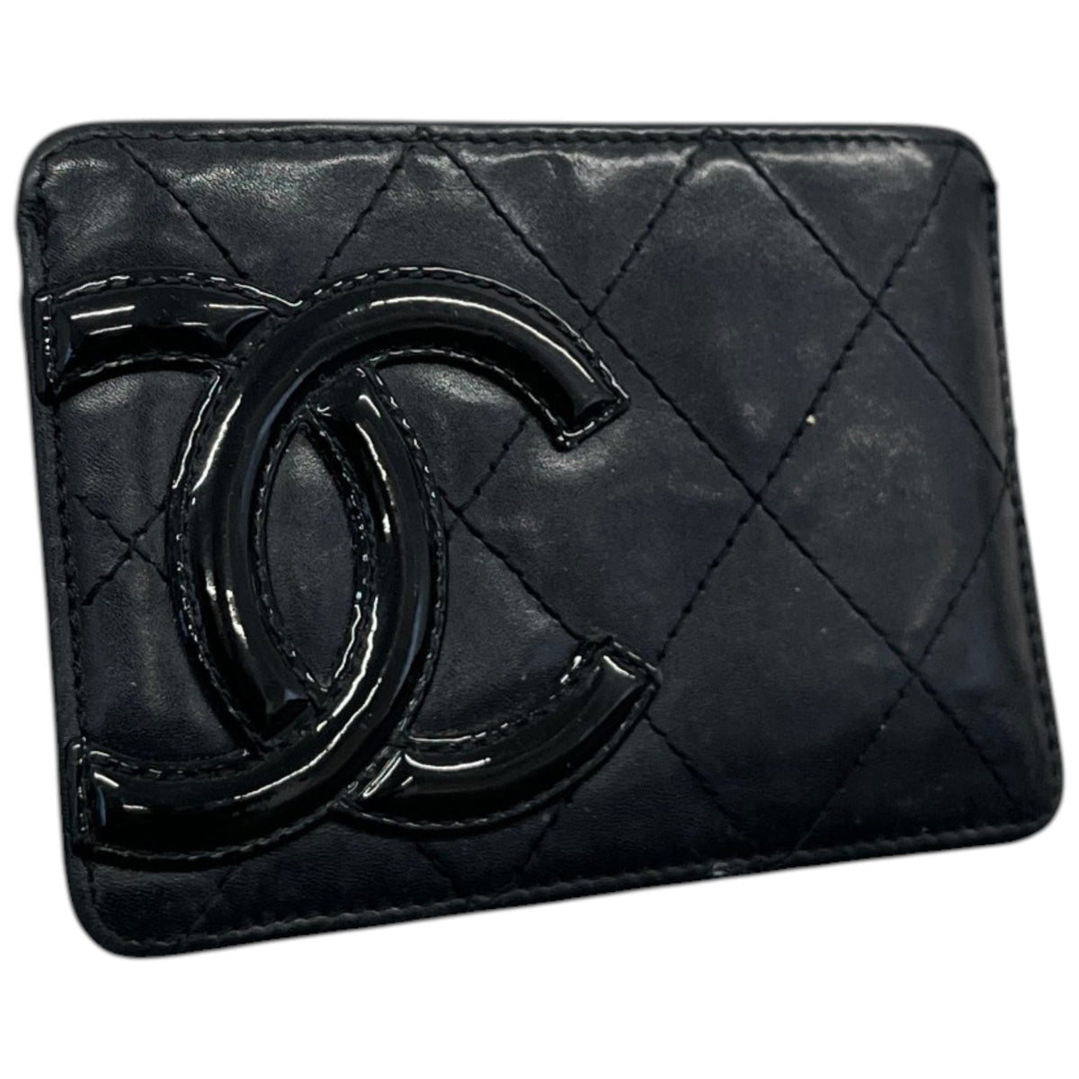 Women's Calfskin Quilted Cambon Card Holder Black - Photo 3