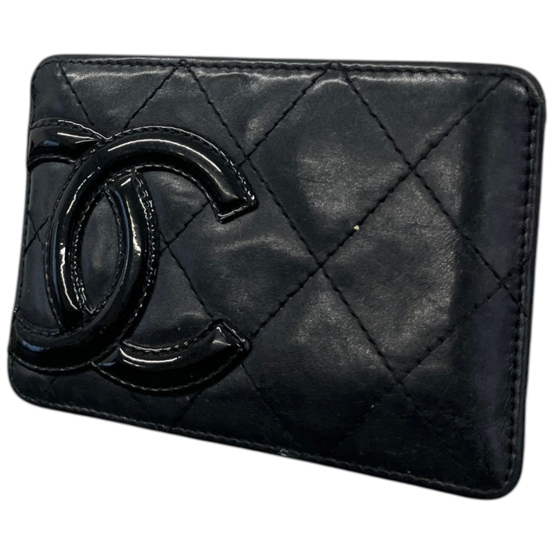 Women's Calfskin Quilted Cambon Card Holder Black