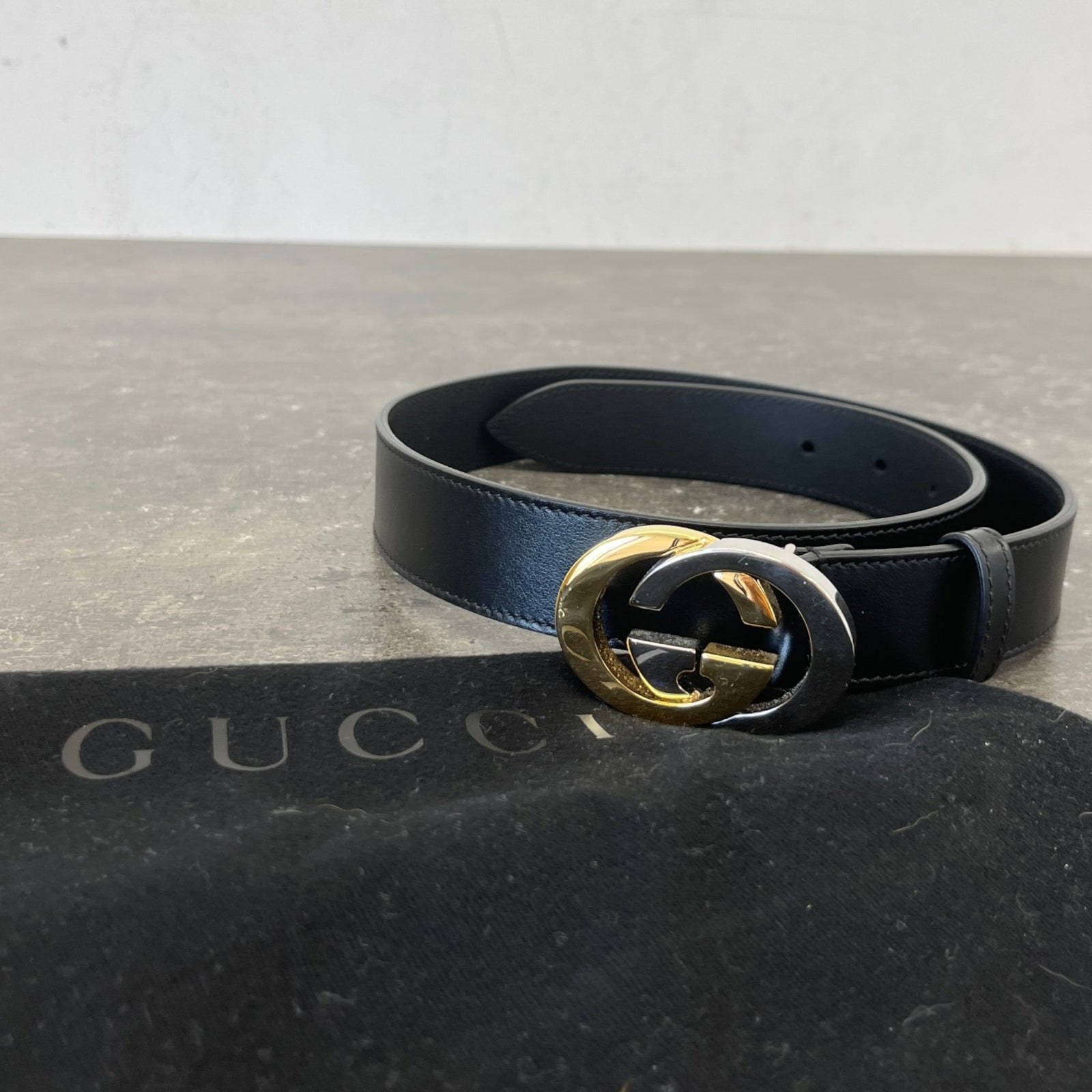 Women's Interlocking G Belt Black Size W28 - Photo 8
