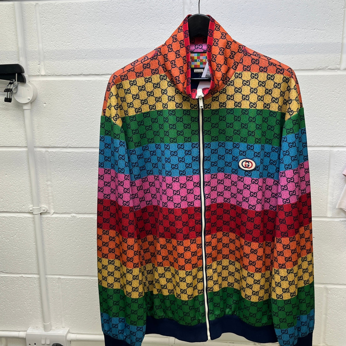 Men's Striped Logo Print Track Jacket Multi-Coloured Size XL - Photo 8