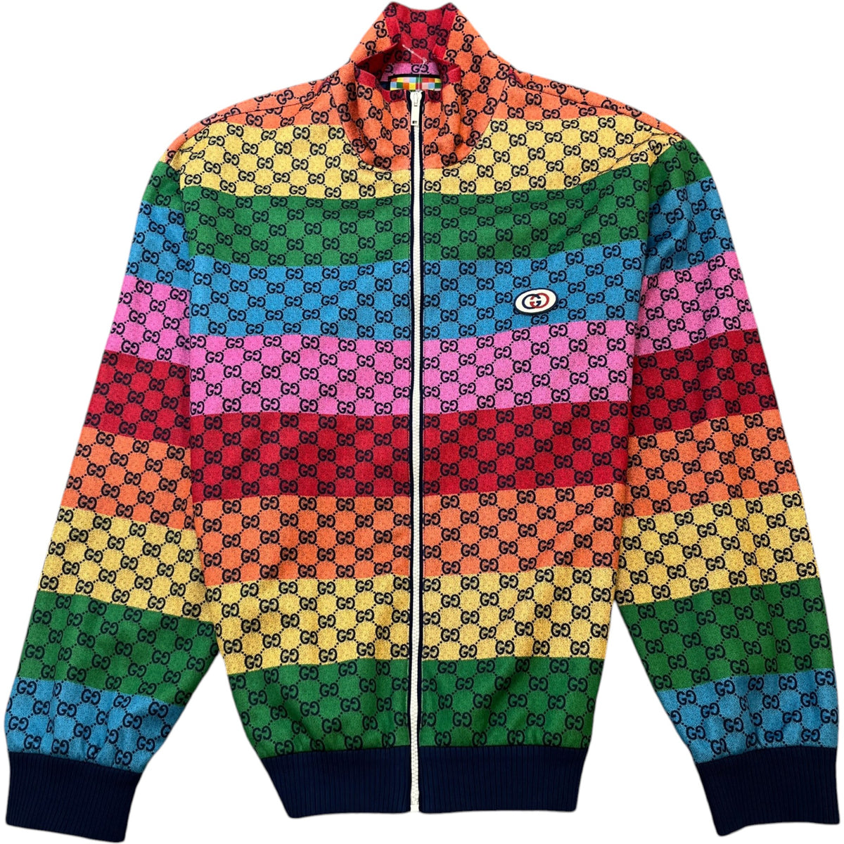 Men's Striped Logo Print Track Jacket Multi-Coloured Size XL - Photo 1