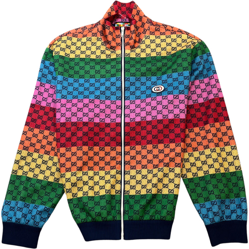 Men's Striped Logo Print Track Jacket Multi-Coloured Size XL