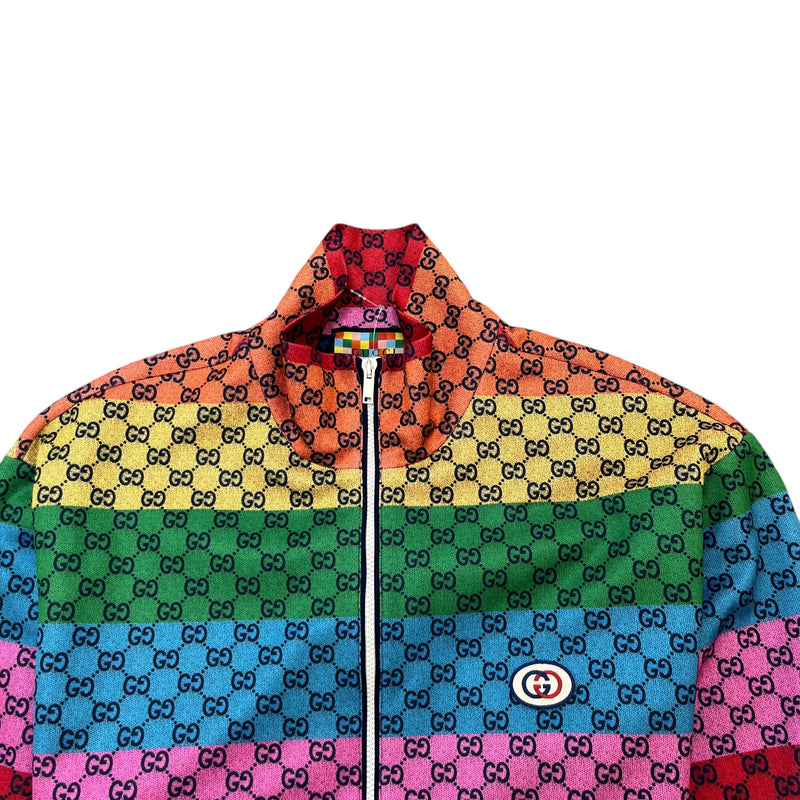 Men's Striped Logo Print Track Jacket Multi-Coloured Size XL