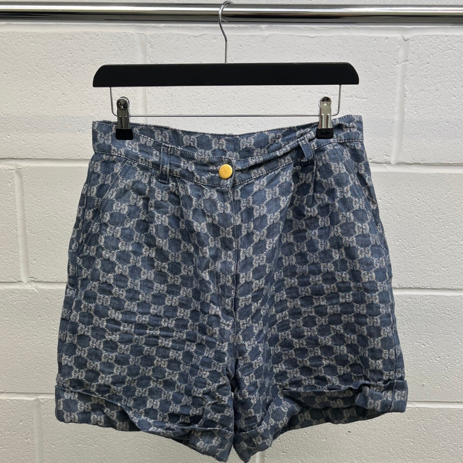 Women's Gg Jacquard Shorts Blue Size IT 44 / UK 28 - Photo 9
