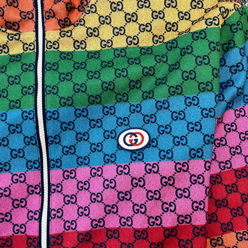 Men's Striped Logo Print Track Jacket Multi-Coloured Size XL