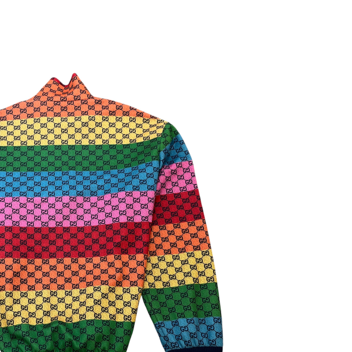 Men's Striped Logo Print Track Jacket Multi-Coloured Size XL - Photo 4
