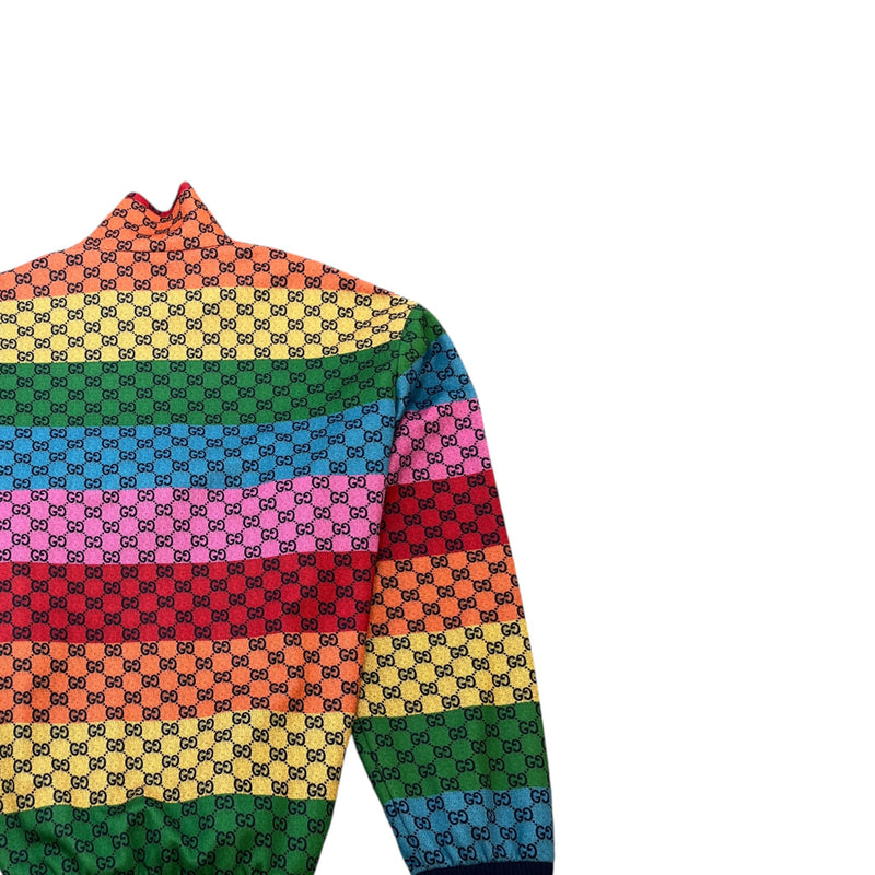 Men's Striped Logo Print Track Jacket Multi-Coloured Size XL