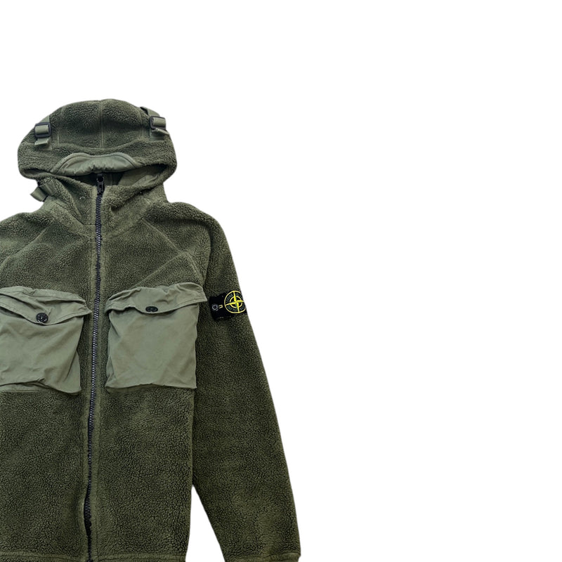 Men's Teddy Fleece Track Jacket Green Size S