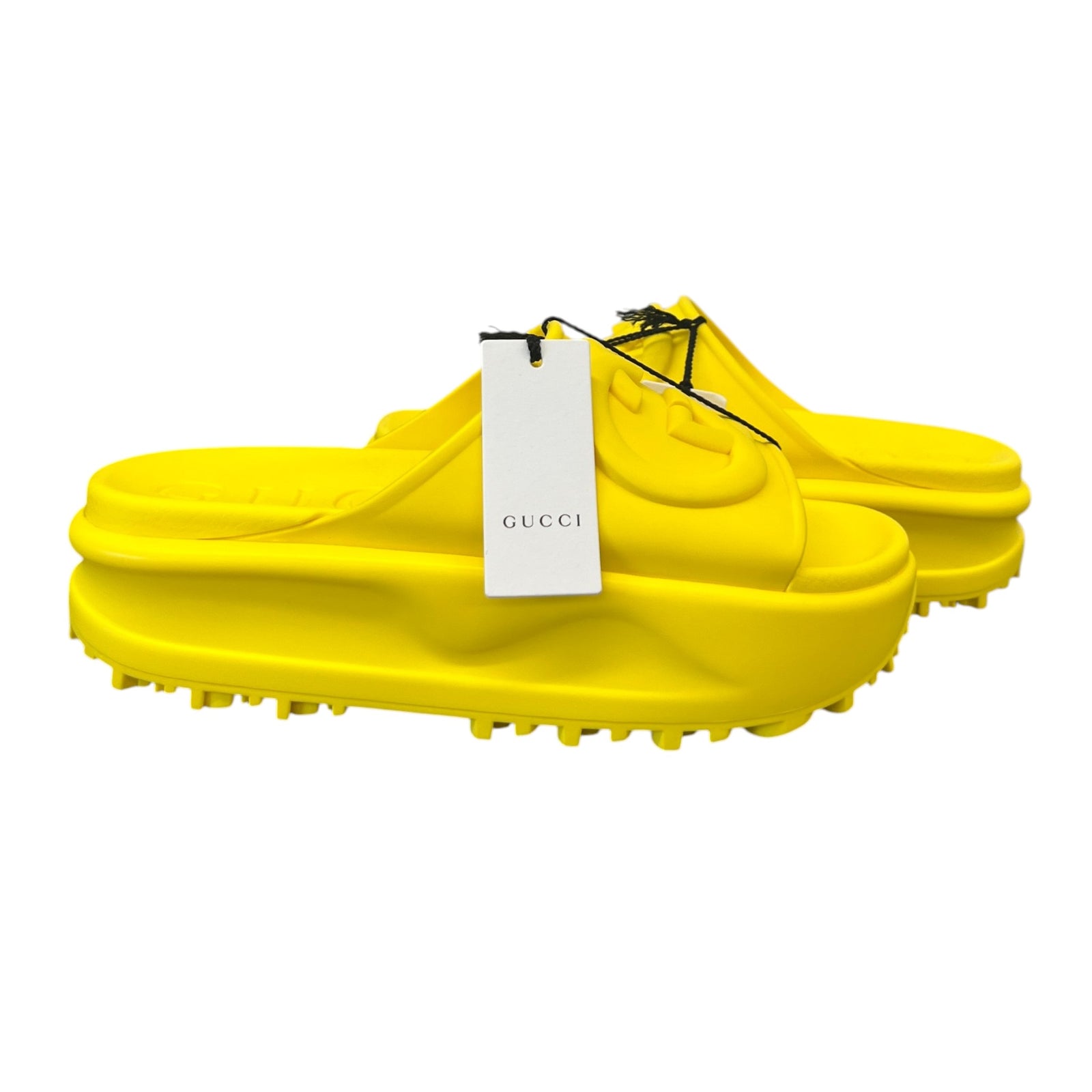 Women's Interlocking G Platform Slides Yellow Size EU 36 / UK 3 - Photo 3