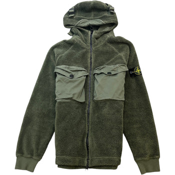 Men's Teddy Fleece Track Jacket Green Size S