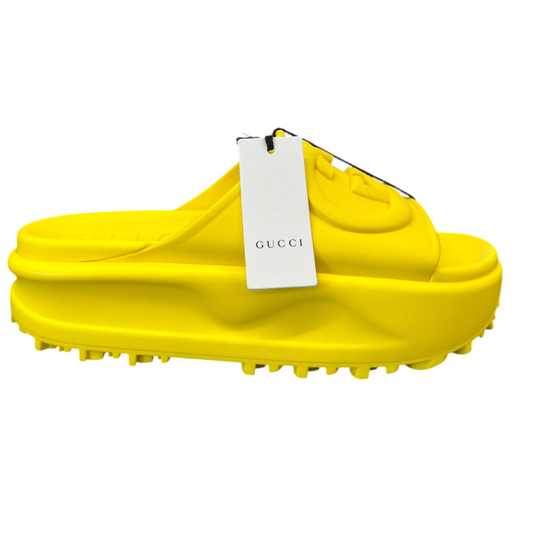 Women's Interlocking G Platform Slides Yellow Size EU 36 / UK 3
