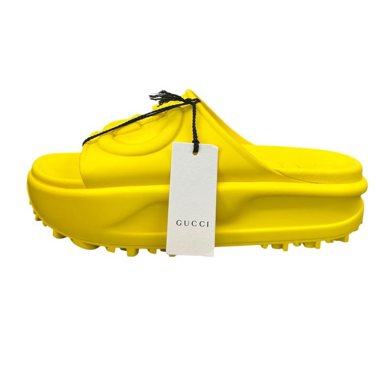 Women's Interlocking G Platform Slides Yellow Size EU 36 / UK 3