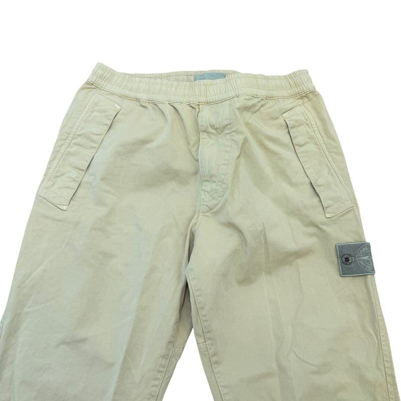 Men's Applique Logo Trousers Beige Size L / W34