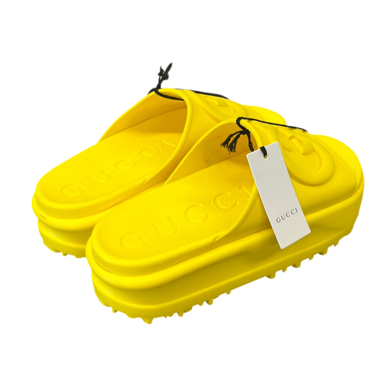 Women's Interlocking G Platform Slides Yellow Size EU 36 / UK 3