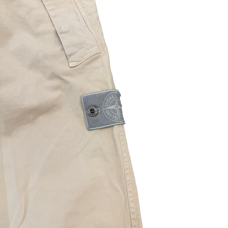 Men's Applique Logo Trousers Beige Size L / W34