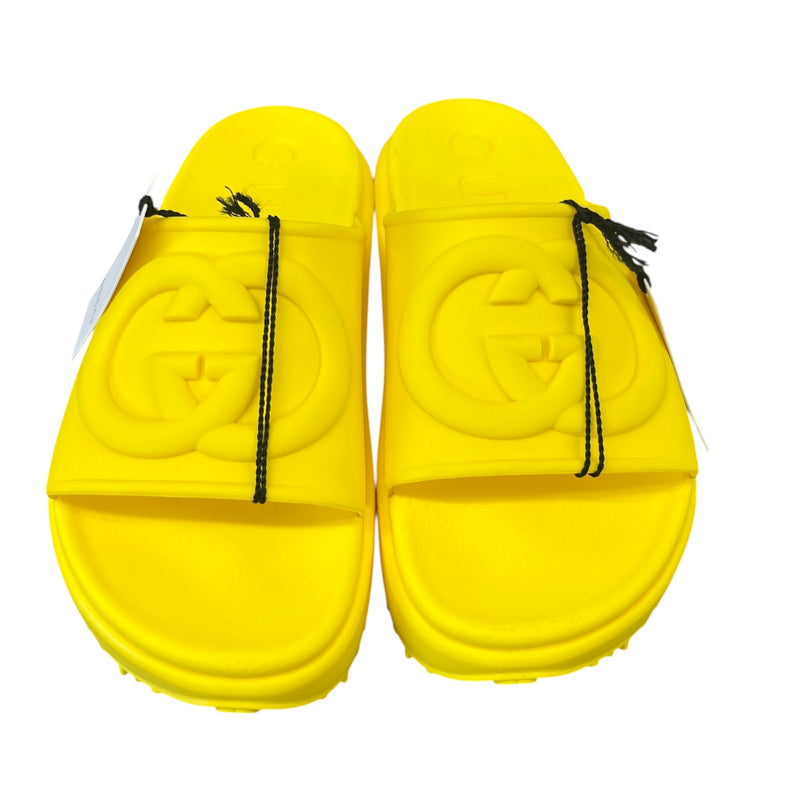 Women's Interlocking G Platform Slides Yellow Size EU 36 / UK 3