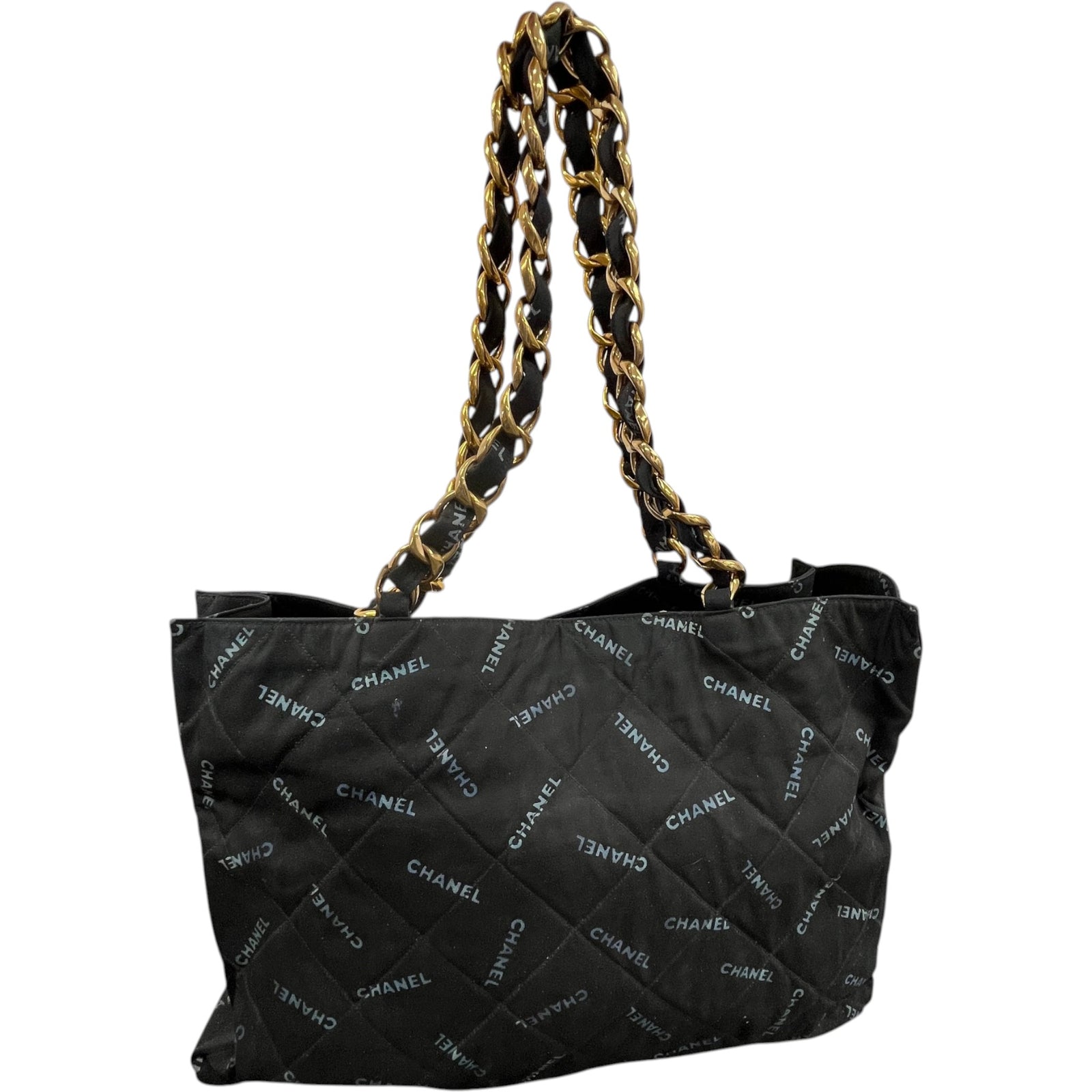 Women's Logo Chain Tote Bag Black - Photo 1