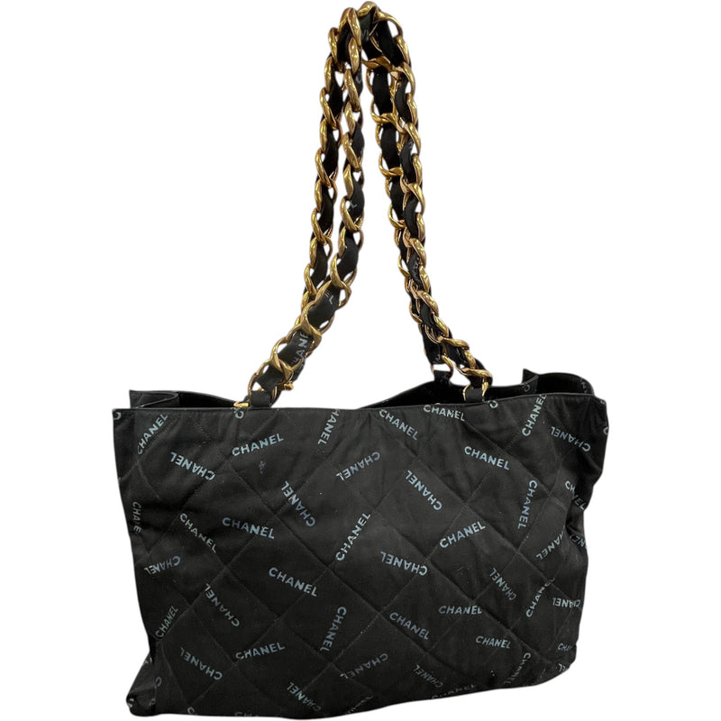 Women's Logo Chain Tote Bag Black