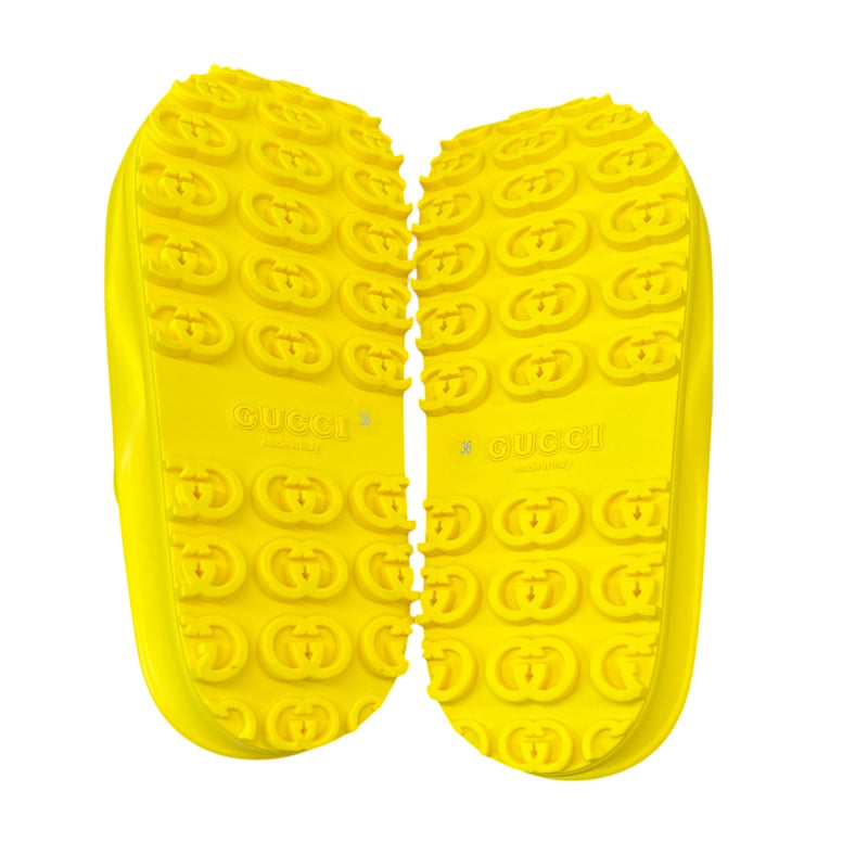 Women's Interlocking G Platform Slides Yellow Size EU 36 / UK 3