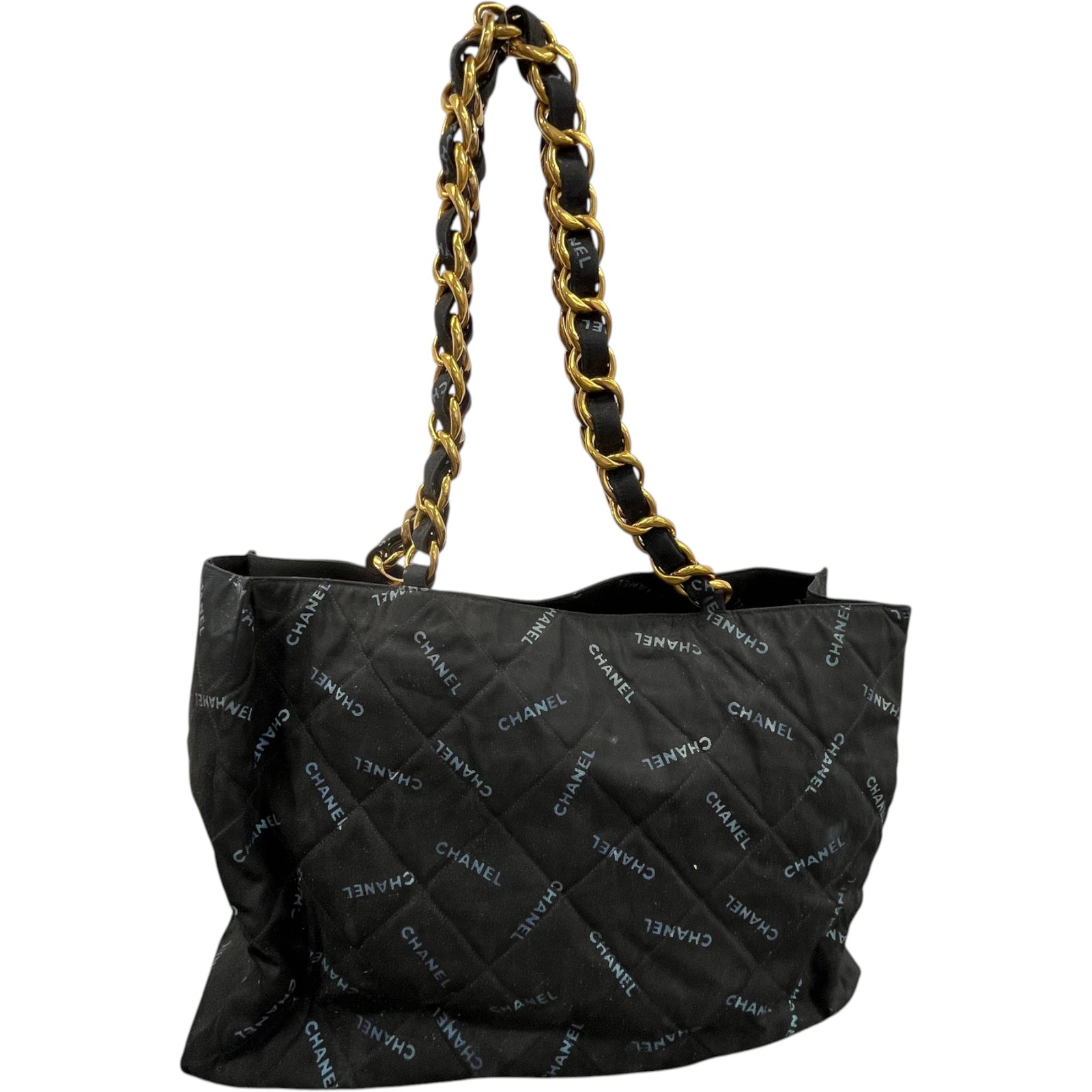 Women's Logo Chain Tote Bag Black - Photo 2
