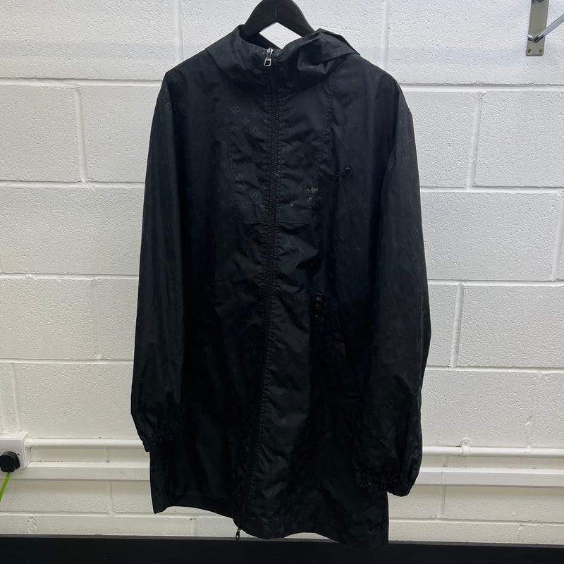 Men's Mid-Length Monogram Nylon Windbreaker Black Size IT 52 / XL