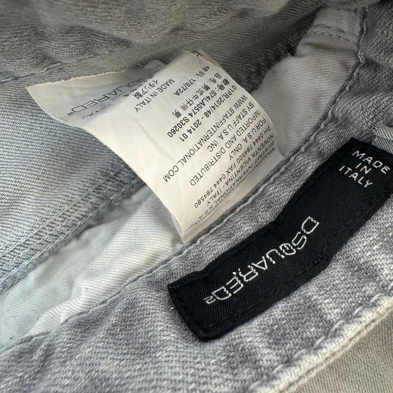 Men's Distressed Washed Jeans Grey Size M / W32