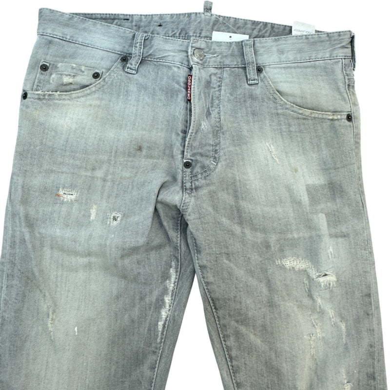 Men's Distressed Washed Jeans Grey Size M / W32