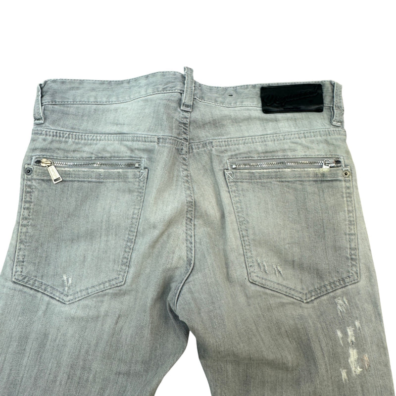 Men's Distressed Washed Jeans Grey Size M / W32