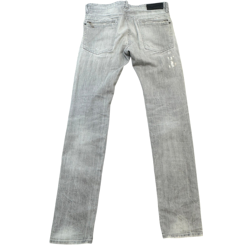 Men's Distressed Washed Jeans Grey Size M / W32
