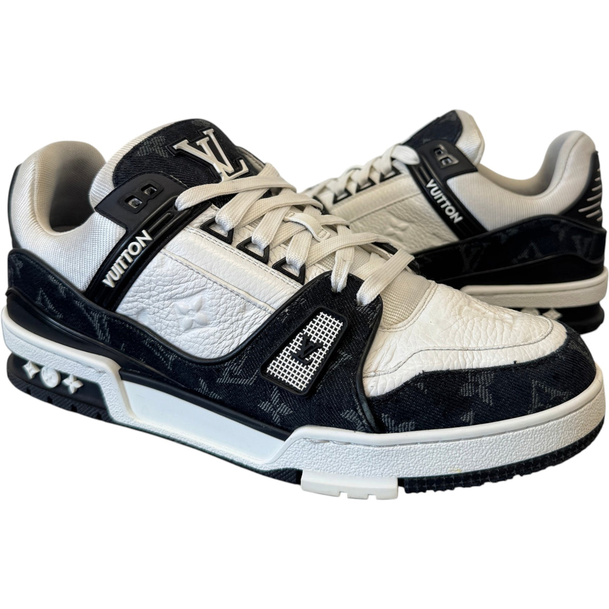 Men's LV Denim Low Trainers Black Size UK 8 / EU 42 - Photo 3