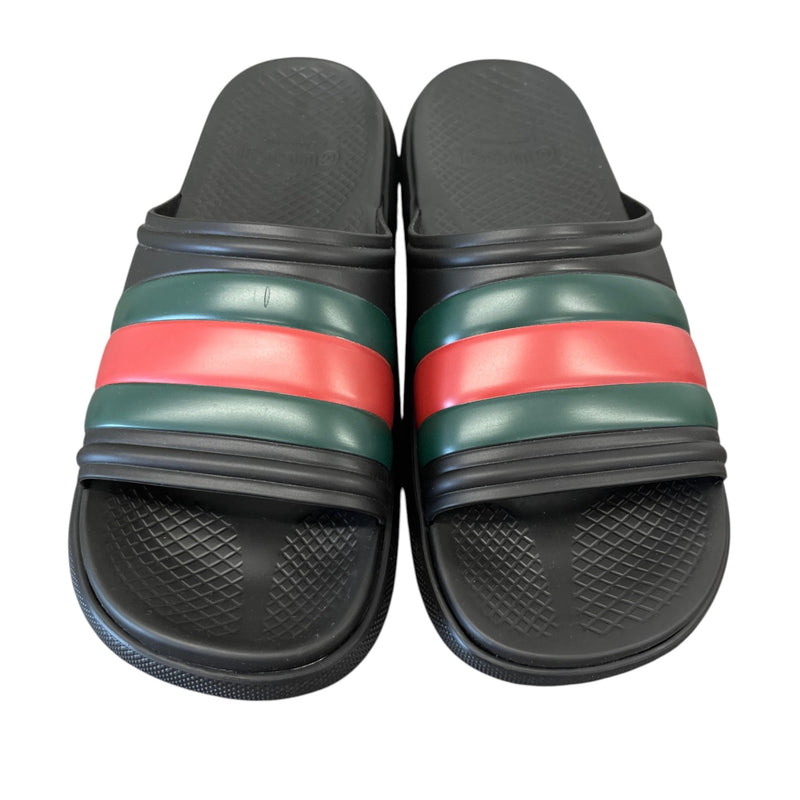 Men's Web Stripe Slides Black Size EU 44 / UK 10