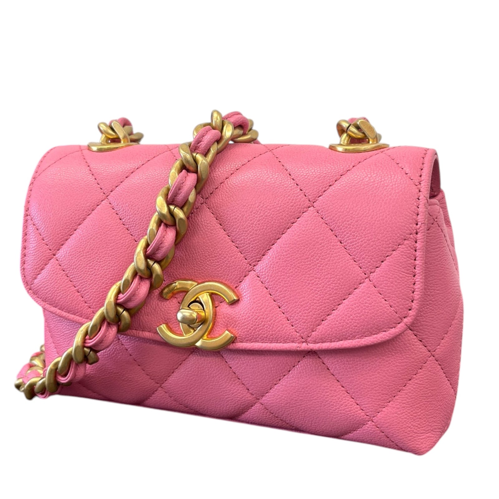 Women's Small Caviar Leather Flap Bag Pink - Photo 5